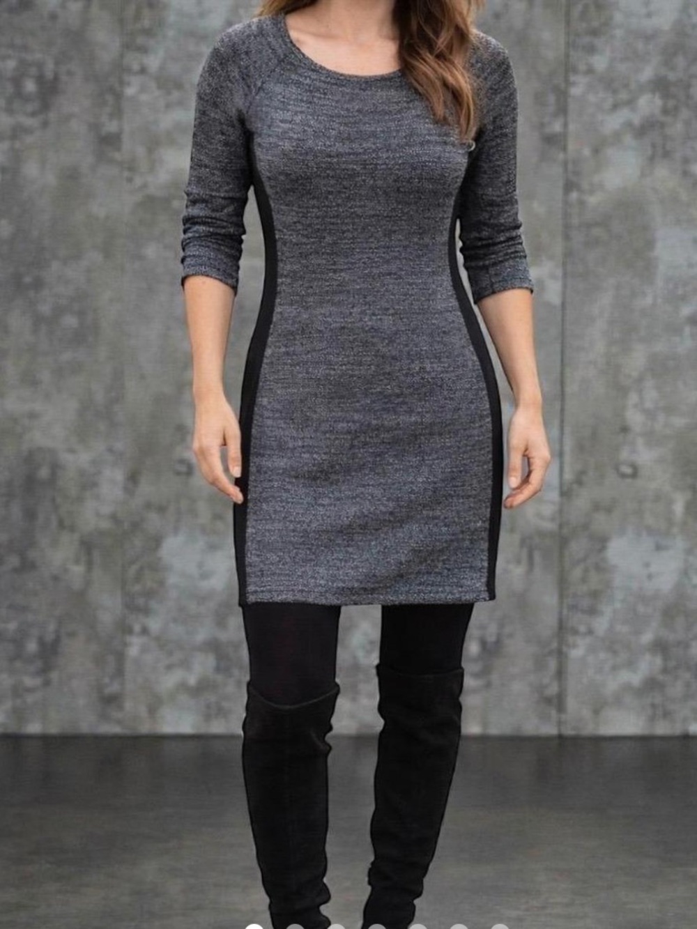 Marine Layer Gray Marled Long-Sleeve Knit Dress Medium